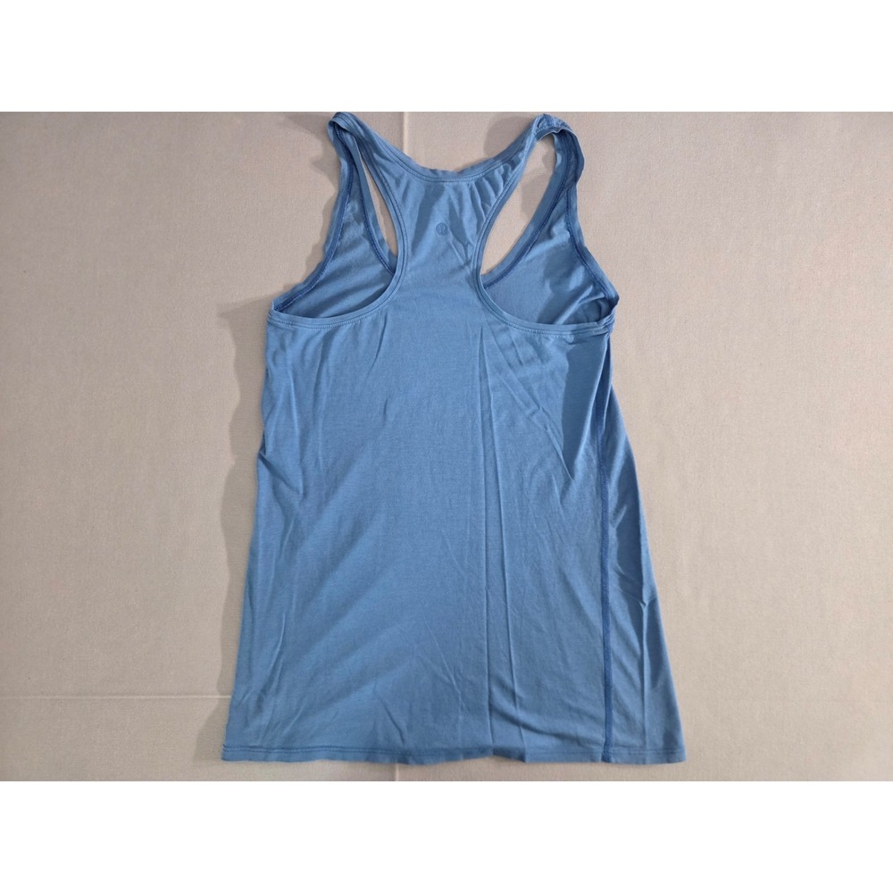 Lululemon Tank Top Womens 2 Blue Soft Cotton Stretch Performance Gym Run Shirt - Picture 2 of 5